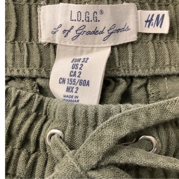 H&M olive green elastic waist shorts size 2 (Preowned) - Picture 3 of 4